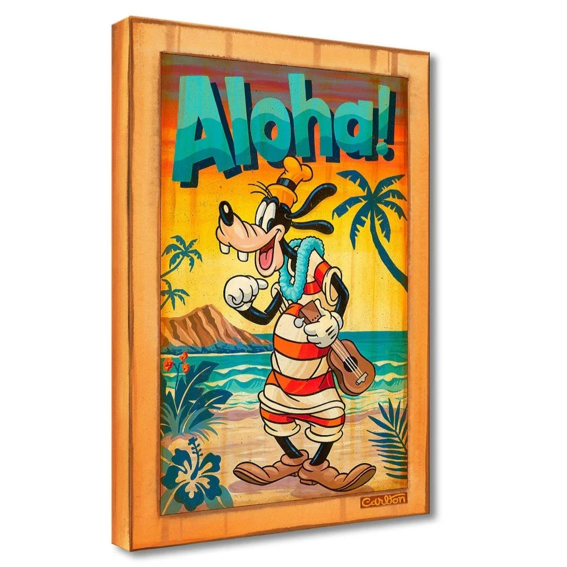 世界限定150枚 レア★グーフィー Goofy★スタンプアートギャラリー 切手 A Goofy Aloha by Trevor Carlton | Signed and Numbered Edition